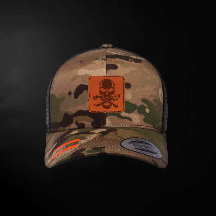Jolly Roger Leather Patch Multi-Cam Hat